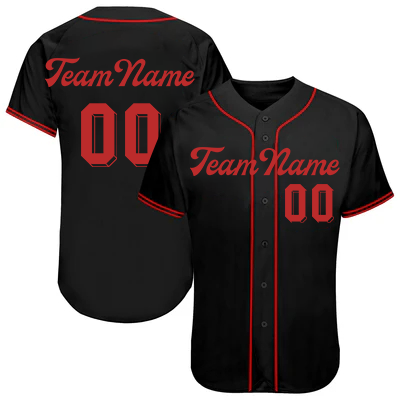 Women Custom Black-Red Authentic Baseball Jersey