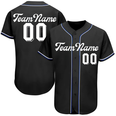 Women Custom Black-White Blue Authentic Baseball Jersey