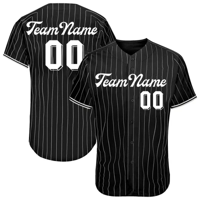 Women Custom Black-White Strip Authentic Baseball Jersey