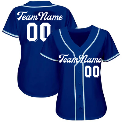 Women Custom Royal White-Light Blue Baseball Jersey