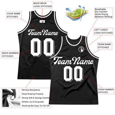 Men Custom Black Black-White Authentic Throwback Basketball Jersey