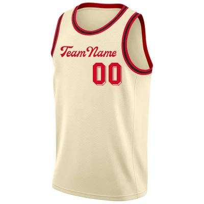 Men  Custom Cream Red-Black Authentic Throwback Basketball Jersey