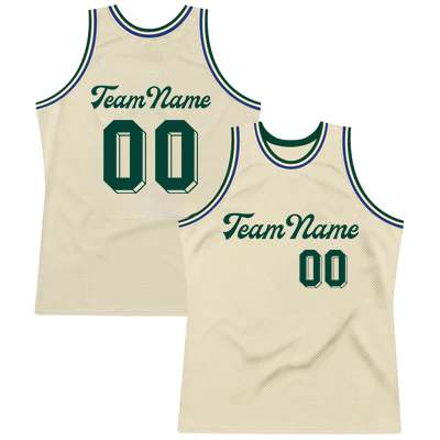 Men Custom Cream Vintage Green Authentic Basketball Jersey