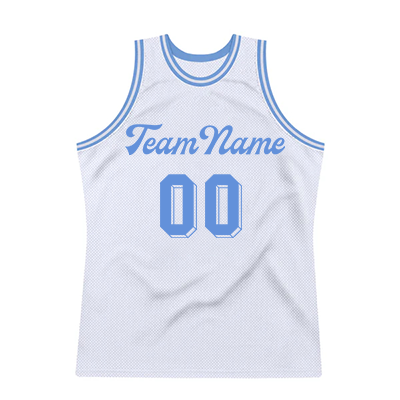 Men Custom White Light Blue Authentic Basketball Jersey