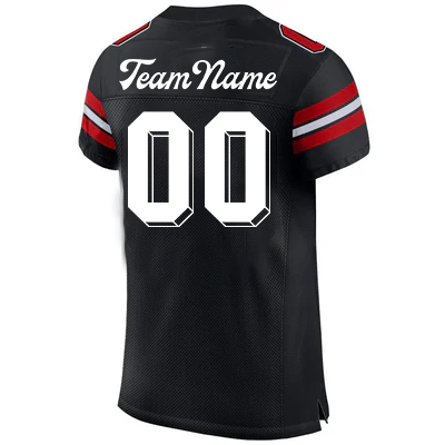 Men Custom Black Red-White Mesh Authentic Football Jersey