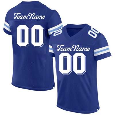 Men Custom Blue-White Mesh Authentic Football Jersey