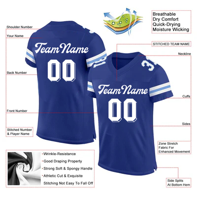 Men Custom Blue-White Mesh Authentic Football Jersey