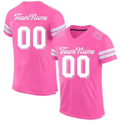 Men Custom Pink White Mesh Authentic Football Jersey