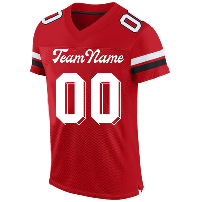 Men Custom Red Black-White Mesh Authentic Football Jersey