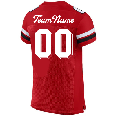 Men Custom Red Black-White Mesh Authentic Football Jersey