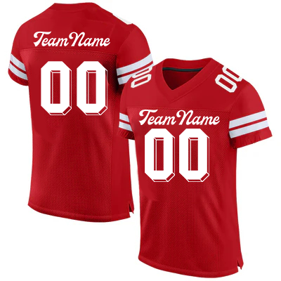 Men Custom Red-White Mesh Authentic Football Jersey