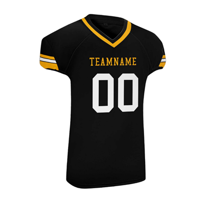 Men Custom Golden Strip Black Mesh Authentic Football Jersey