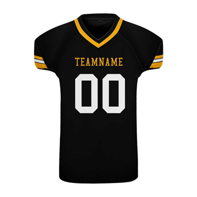 Men Custom Golden Strip Black Mesh Authentic Football Jersey