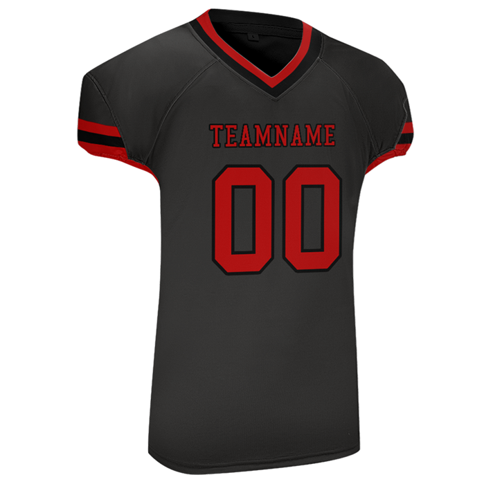 Men Custom Red Strip Black Mesh Authentic Football Jersey