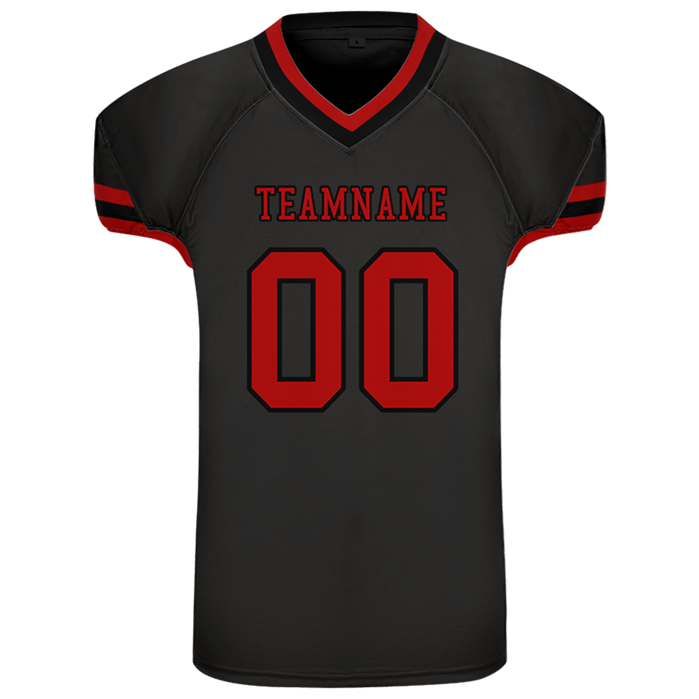 Men Custom Red Strip Black Mesh Authentic Football Jersey