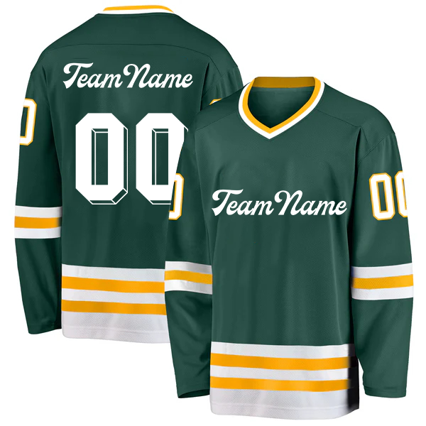 Men Custom Green Royal-White Hockey Jersey