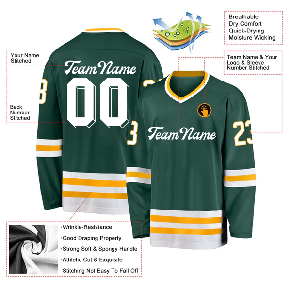 Men Custom Green Royal-White Hockey Jersey