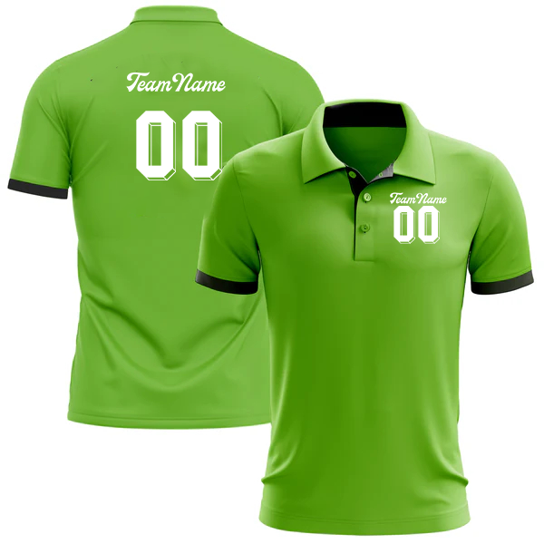 Women Custom Neon Green White Performance Golf Polo Shirt