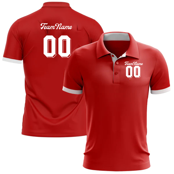 Women Custom Red White Performance Golf Polo Shirt