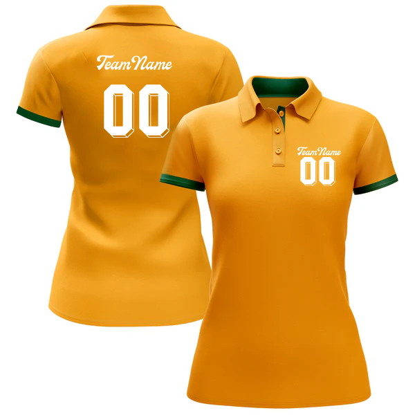 Women Custom Yellow Performance Golf Polo Shirt