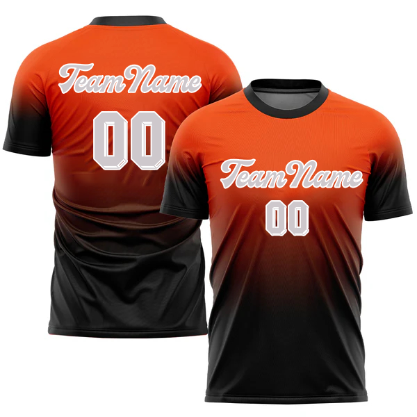 Men Custom Orange-Black Sublimation Soccer Uniform Jersey