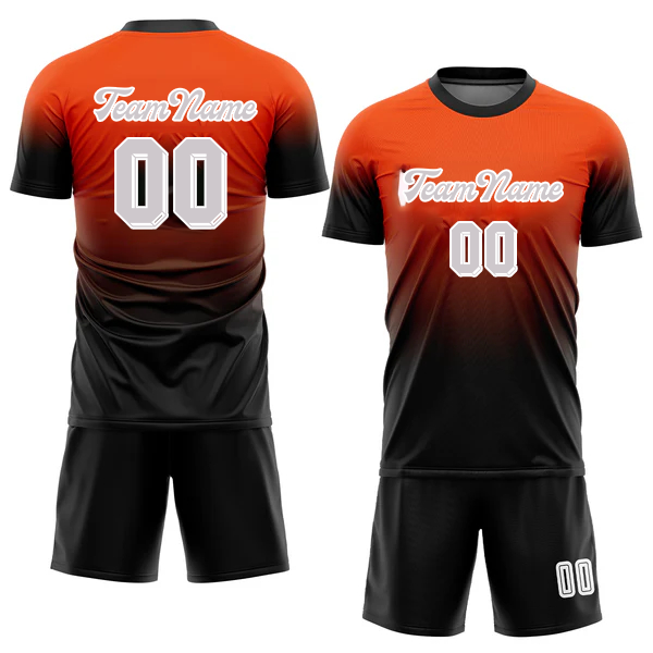 Men Custom Orange-Black Sublimation Soccer Uniform Jersey