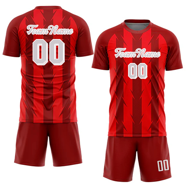 Men Custom Red-White Strip Sublimation Soccer Uniform Jersey