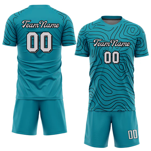 Men Custom Figure White-Blue Sublimation Soccer Uniform Jersey