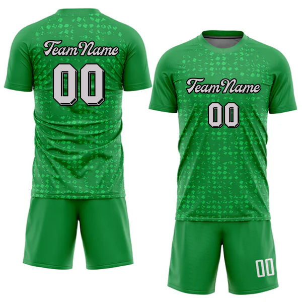 Men Custom Figure White-Green Sublimation Soccer Uniform Jersey