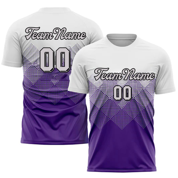 Men Custom Purple-White Sublimation Fade Fashion Soccer Uniform Jersey