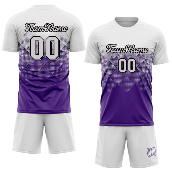 Men Custom Purple-White Sublimation Fade Fashion Soccer Uniform Jersey