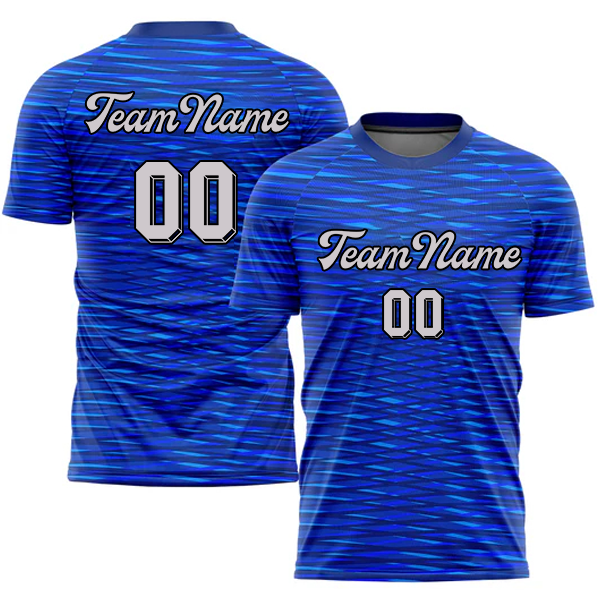 Men Custom Figure White-Blue Sublimation Soccer Uniform Jersey