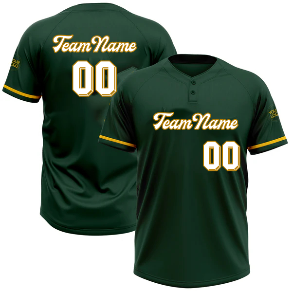 Men Custom Green Yellow Strip Two-Button Unisex Softball Jersey