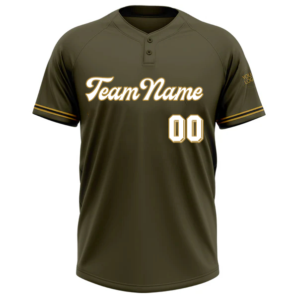 Men Custom Brown Two-Button Unisex Softball Jersey