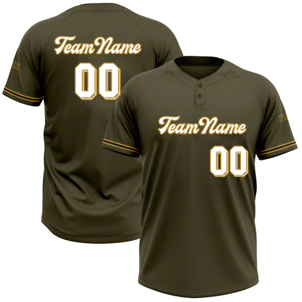 Men Custom Brown Two-Button Unisex Softball Jersey