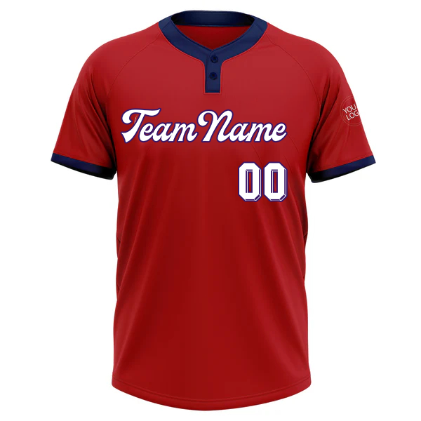 Men Custom Red Two-Button Unisex Softball Jersey