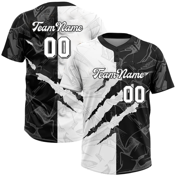 Men Custom Graffiti Pattern Black-Old Gold 3D Two-Button Unisex Softball Jersey