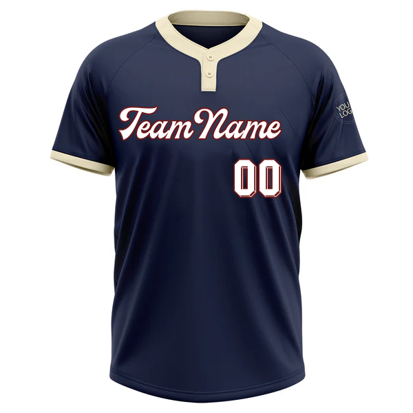 Men Custom Navy Vintage White Two-Button Unisex Softball Jersey