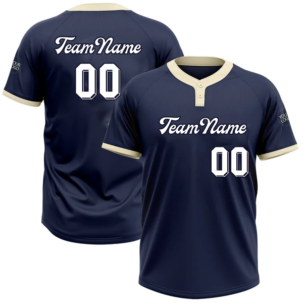 Men Custom Navy Vintage White Two-Button Unisex Softball Jersey