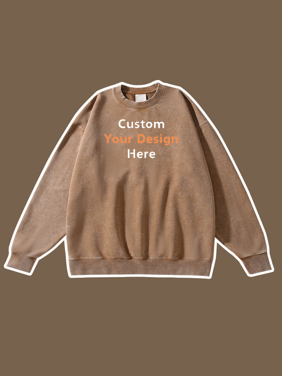 450g Custom Wash Color Basic Cotton Sweatshirt