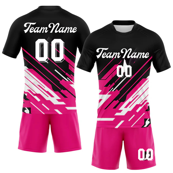 Men Custom Black Pink-White Lines Sublimation Volleyball Uniform Jersey