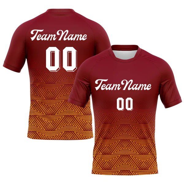 Men Custom Crimson Yellow-White Geometric Shape Sublimation Volleyball Uniform Jersey