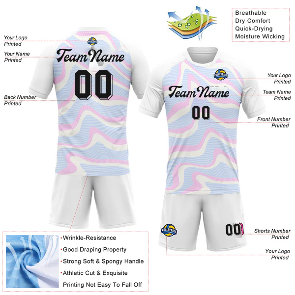 Men Custom  Colored-White Geometric Shape Sublimation Volleyball Uniform Jersey