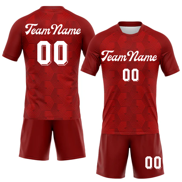 Men Custom Crimson Red-White Geometric Shape Sublimation Volleyball Uniform Jersey