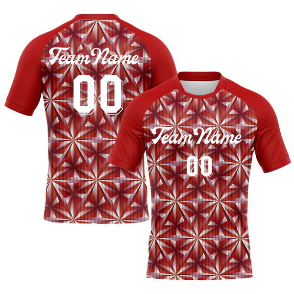 Men Custom Red White Geometric Shape Sublimation Volleyball Uniform Jersey