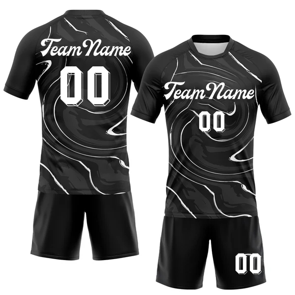 Men Custom Black White Liquid Fluid Sublimation Volleyball Uniform Jersey