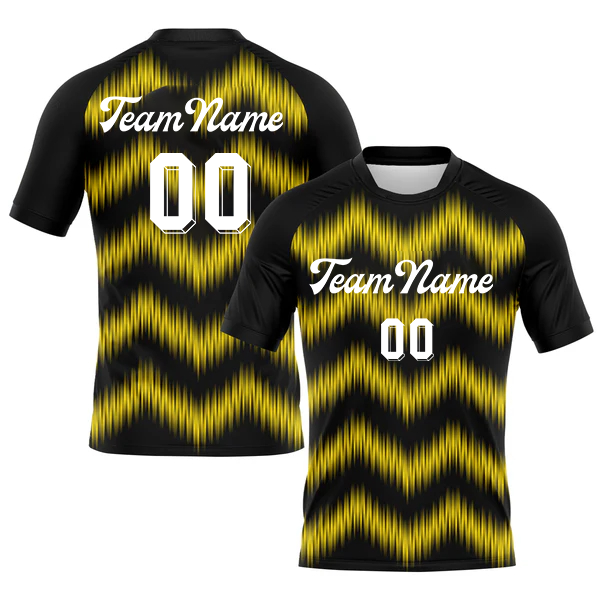 Men Custom Black-Gold Geometric Shape Sublimation Volleyball Uniform Jersey