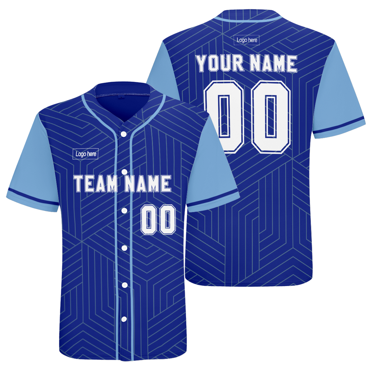 Men Custom Blue Authentic Baseball Jersey