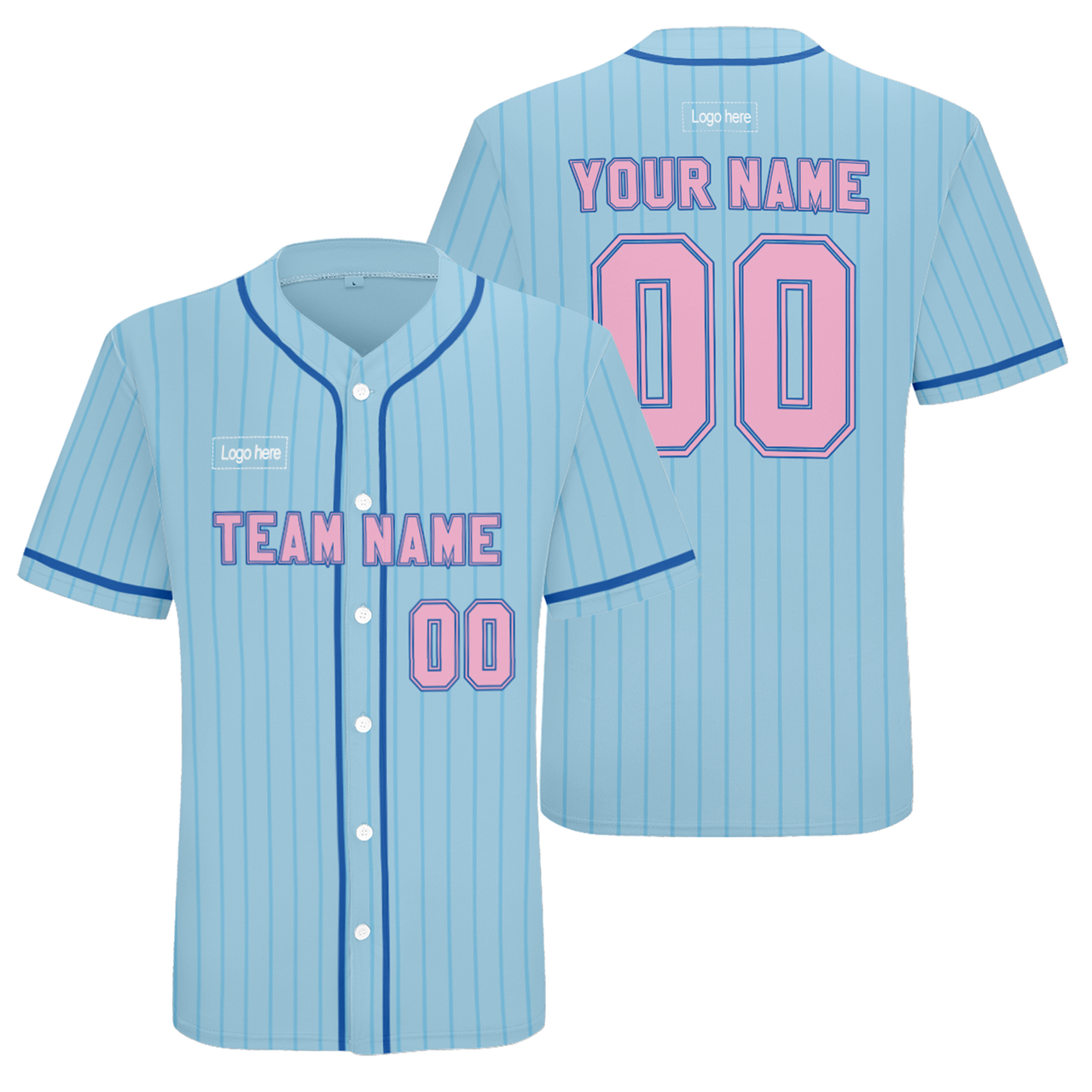 Custom Baby Blue Pink Number Authentic Baseball Jersey