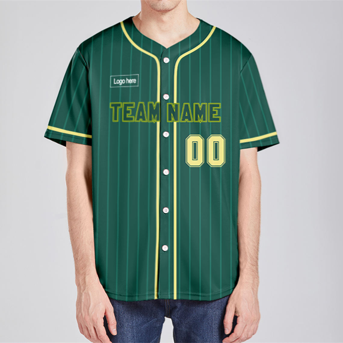 Men Custom Green-Yellow Authentic Baseball Jersey